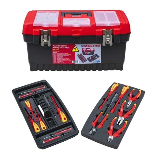 İzeltaş 19'' Plastik Takım Çantası Elektrikçi Set Dolu (23 Parça) 8440001023