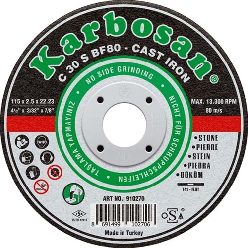 Karbosan 180x3x22 Sc Duz Kesıcı 910290