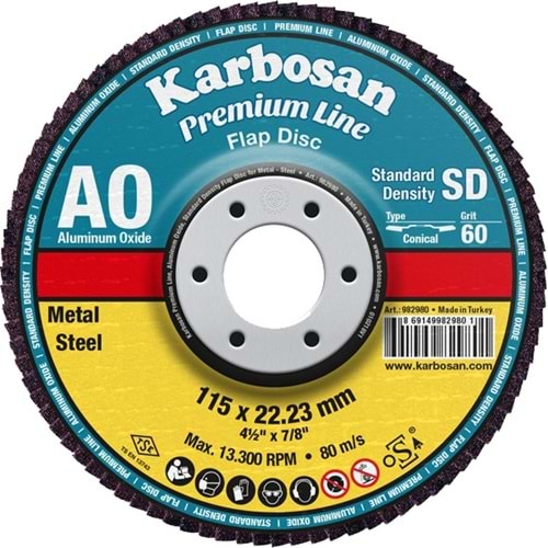 Karbosan 115Mm Axpr11 60 Kum Sd Konık Karbosan Flap Dısk 982980