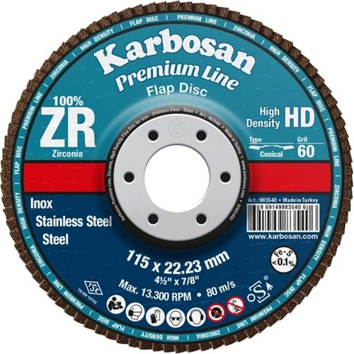 Karbosan 115Mm Zxpr22 40 Kum Hd Konık Karbosan Flap Dısk 983530