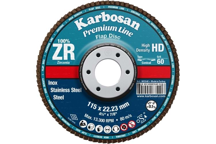Karbosan 115Mm Zxpr22 40 Kum Hd Konık Karbosan Flap Dısk 983530