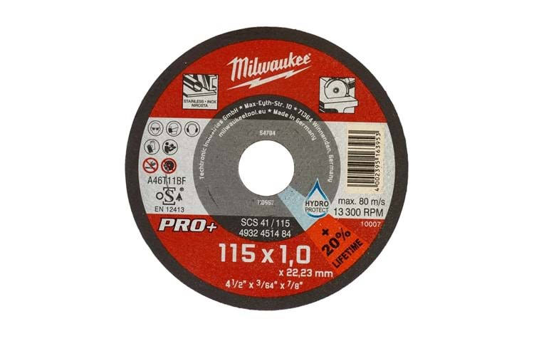 Milwaukee Taş Metal Kesme Inox 115X22X1 1Li Pkt T4932451484