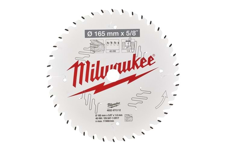 Milwaukee Daire Testere Csb Pw 165X15.87X1.6X40Diş M18 Ccs55 T4932471312
