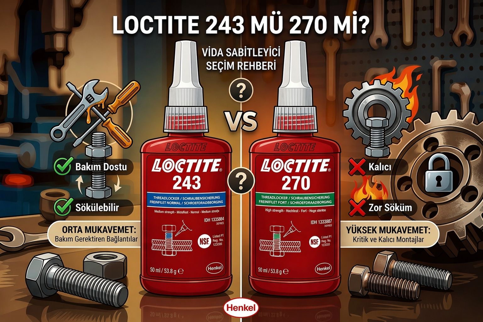 Loctite 243 ve 270 Karşılaştırması: Hangisini Kullanmalısınız?